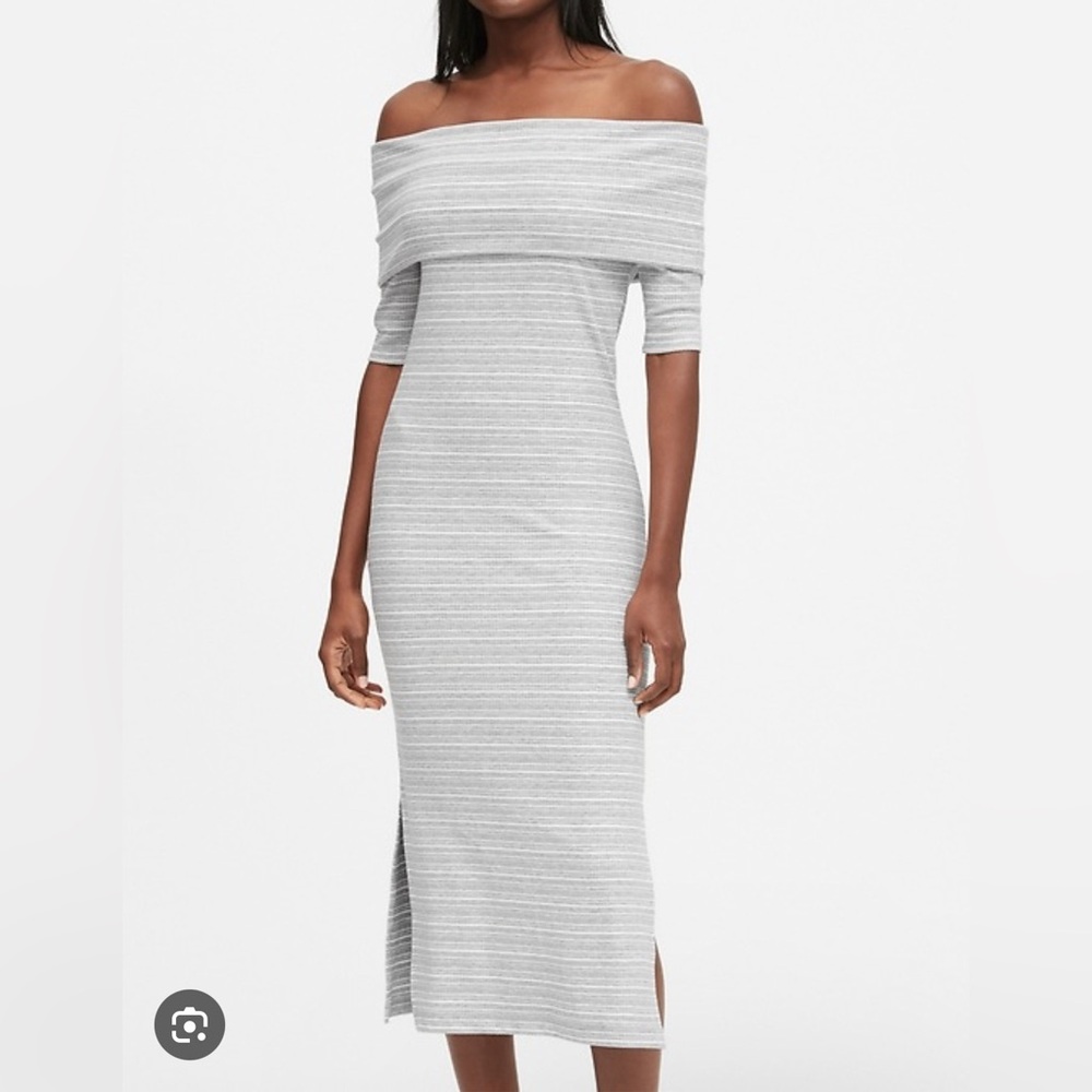 Banana Republic Off the Shoulder Fitted Stretch Midi Dress -  Women Small